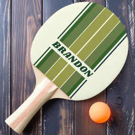 Pala De Ping Pong Retro Verde Cinco tiras de placa con nombre