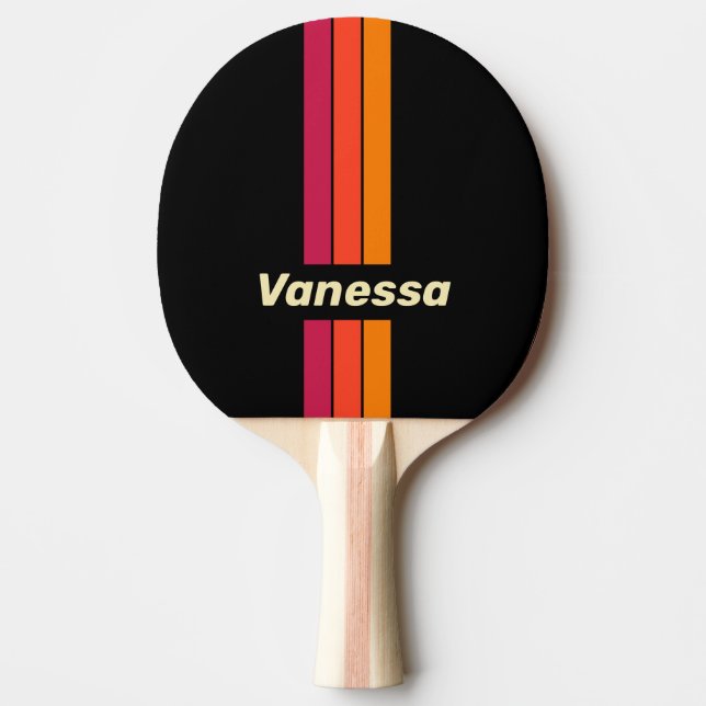 Pala De Ping Pong Retro VHS Pin Stripes with Name (Anverso)