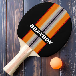 Pala De Ping Pong Retro Vibe Franja de Rally de Arcoíris con Nombre
