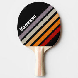 Pala De Ping Pong Retro Vibe Franjas en Ángulo de Arcoíris con Nombr