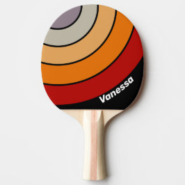 Pala De Ping Pong Retro Vibe Rainbow Circle Stripe with Name