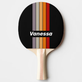 Pala De Ping Pong Retro Vibe Rainbow Pin Striped with Name