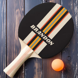 Pala De Ping Pong Retro Vintage Arcoiris Oscuro Rally Franja con Nom