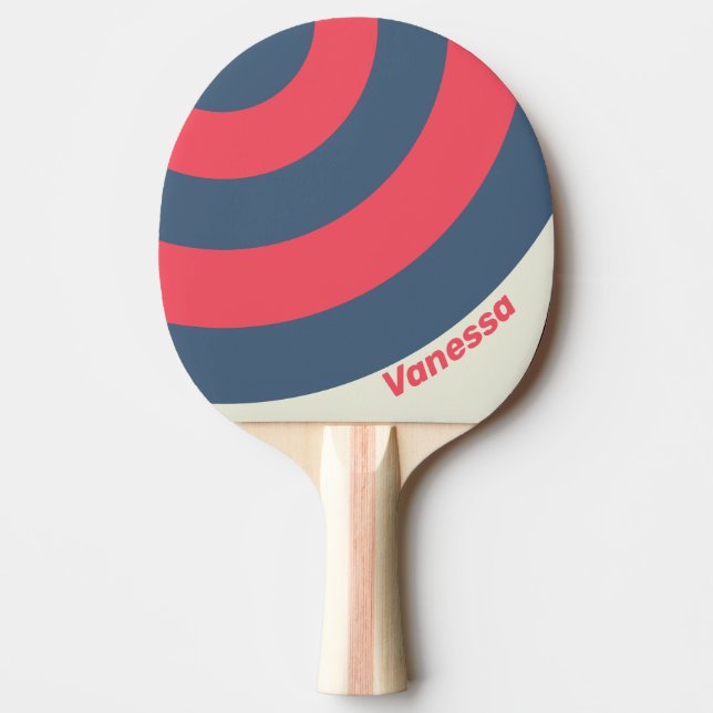 Pala De Ping Pong Retro Yacht Club Circle Stripe with Name (Anverso)