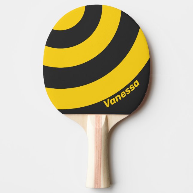 Pala De Ping Pong Retro Yellowjacket Franja de Tres Círculos con Nom (Anverso)