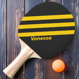 Pala De Ping Pong Retro Yellowjacket Tres Franjas con Nombre