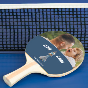 Pala De Ping Pong Rey de Ajedrez Metálico Diamante Azul Día del Padr