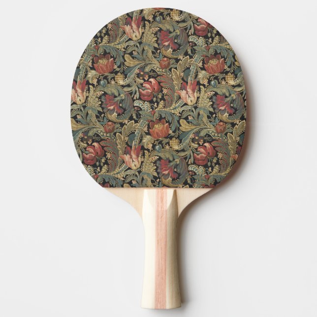 Pala De Ping Pong Rich Floral Tapestry Brocade Antiguo Clásico (Anverso)