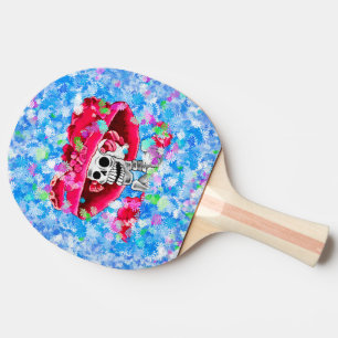Pala De Ping Pong Ríe mujer esqueleto en Red Bonnet