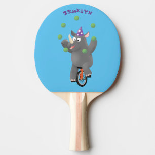 Pala De Ping Pong Rinocerontes divertidos y lindos en monociclo