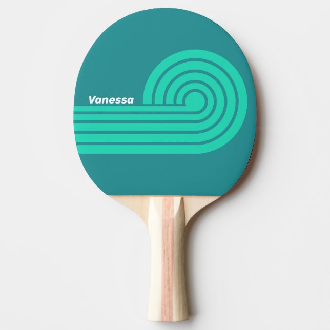Pala De Ping Pong Rizas enroscadas de Brisa de Playa Verde con Nombr (Anverso)