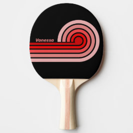 Pala De Ping Pong Rizos de rayas con nombre de desvanecimiento carme