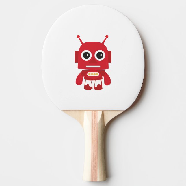 Pala De Ping Pong Robot retro rojo (Anverso)