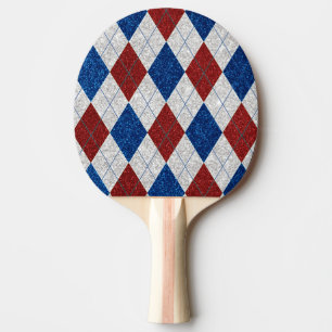 Pala De Ping Pong Rojo, Blanco, Azul Argyle 4 de Julio Brillo