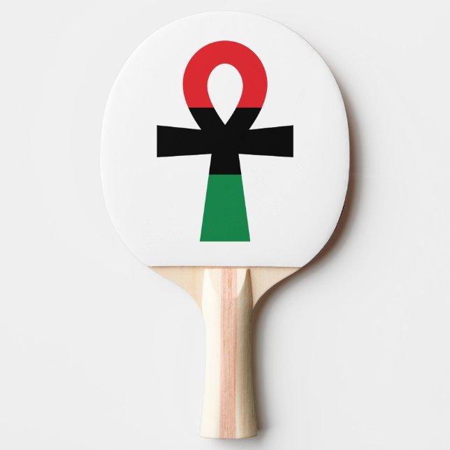 Pala De Ping Pong Rojo, Negro y Verde Ankh (Anverso)