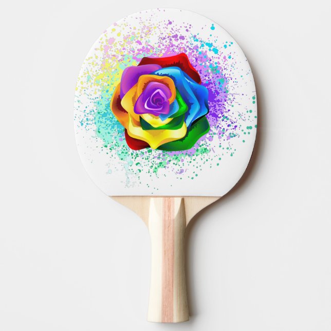 Pala De Ping Pong Rosa arcoiris colorido (Anverso)