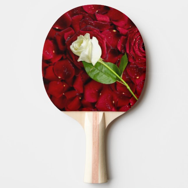 Pala De Ping Pong Rosa blanco en los pétalos rojos (Anverso)