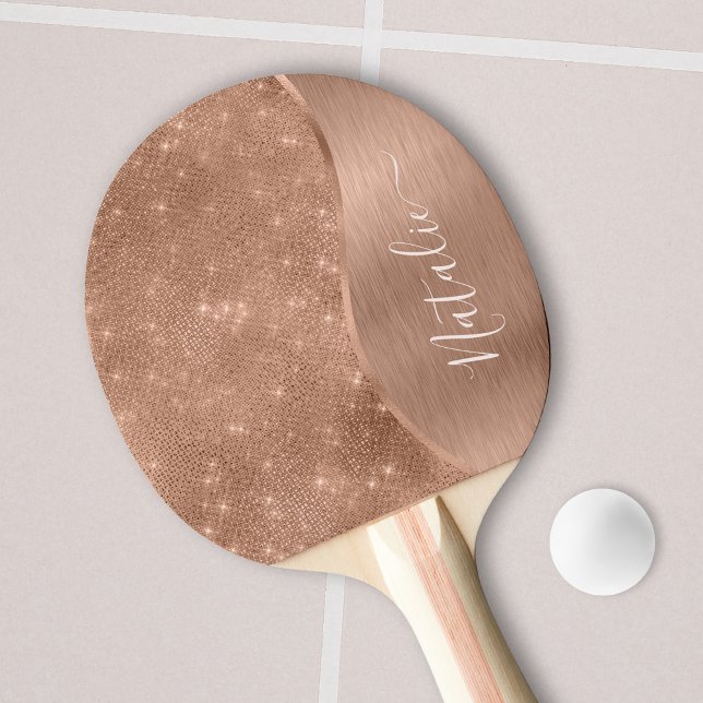 Pala De Ping Pong Rosa metálico Purpurina de oro personalizado (Subido por el creador)