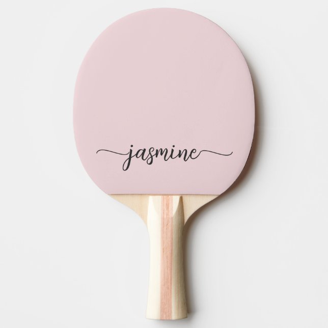 Pala De Ping Pong Rosa Moderno con Nombre Personalizado Letra Script (Anverso)
