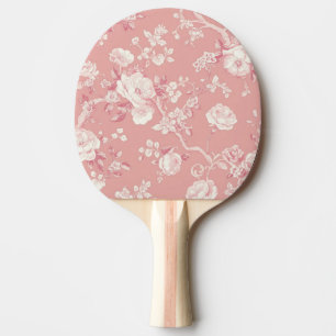 Pala De Ping Pong Rosa Rubor Rosa Antigua Toile Patrón Floral