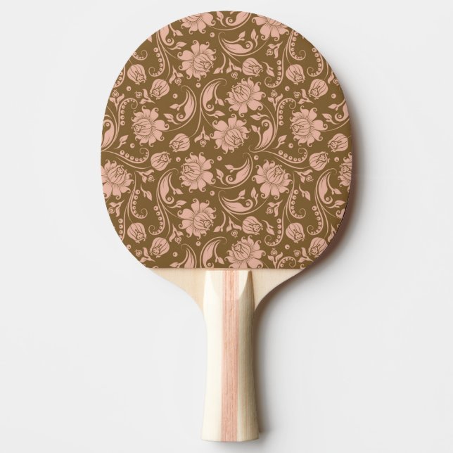 Pala De Ping Pong Rosa y estampado de flores de Brown (Anverso)