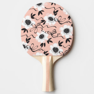 Pala De Ping Pong Rosas abstractos, colores pálidos, patrón vintage.