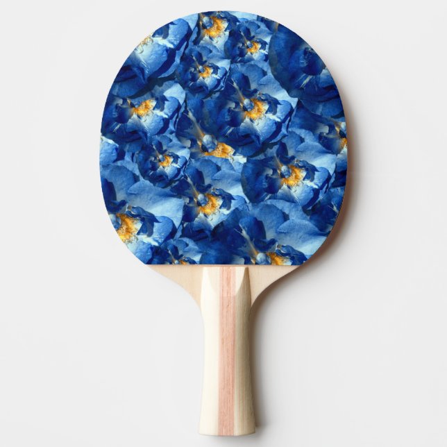 Pala De Ping Pong Rosas azules Ping Pong Paddle, Red Rubber Back (Anverso)