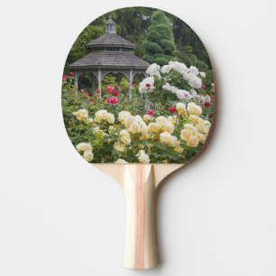 Pala De Ping Pong Rosas en flor y jardín de rosas Gazebo en el