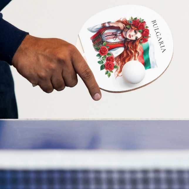 Pala De Ping Pong Rosas rojas búlgaras de la tradición de la bandera (in situ)