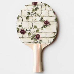 Pala De Ping Pong Rosas Rojas Piedras Falsas Grises Blancas Crema