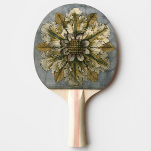 Pala De Ping Pong Rosette de máscara decorativa sobre fondo gris