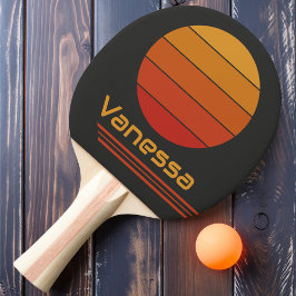 Pala De Ping Pong Rotación Retro Atardecer de Medianoche