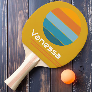 Pala De Ping Pong Rotación Retro Bucle Amarillo