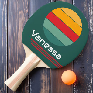 Pala De Ping Pong Rotación Retro Verde Bucle