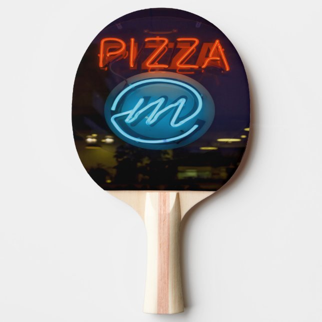 Pala De Ping Pong Rótulo Pizza Neon (Anverso)