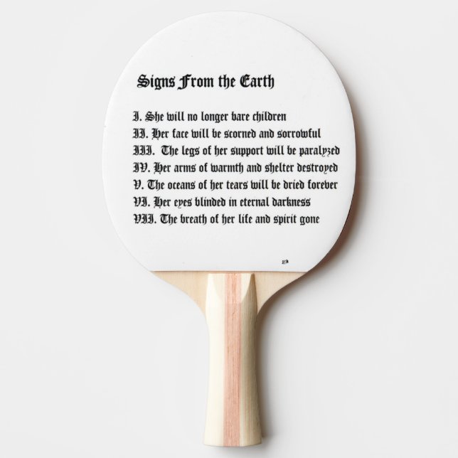 Pala De Ping Pong Rótulos de la Tierra (Anverso)