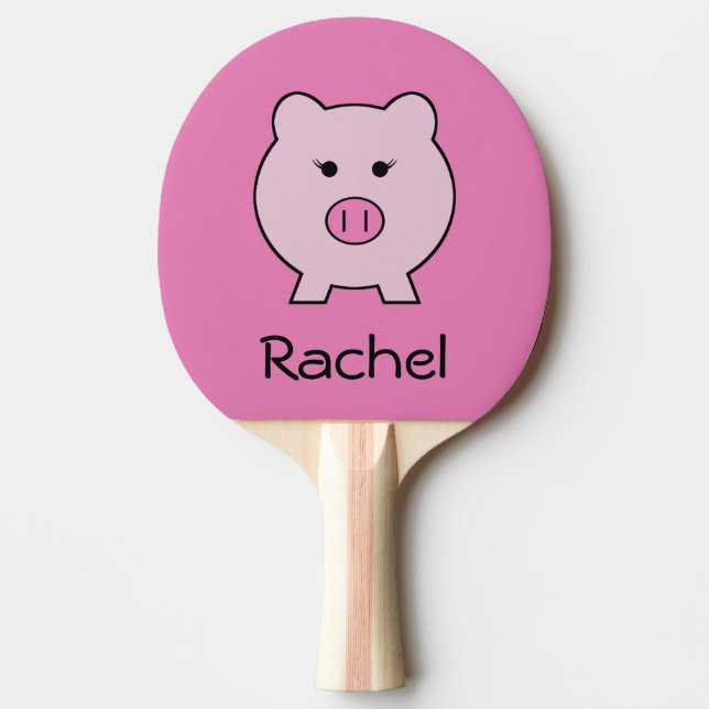 Pala De Ping Pong Sadie el ~ rosado Kawaii femenino lindo del cerdo (Anverso)