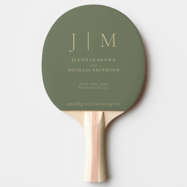Pala De Ping Pong Sage and Gold Formal Simple Fun Boda (Anverso)