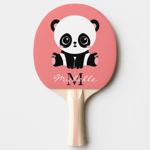 Pala De Ping Pong Salmón personalizado monograma corto con panda