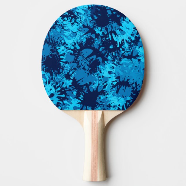 Pala De Ping Pong Salpicadura azul de la pintura (Anverso)