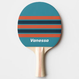 Pala De Ping Pong Salpicadura de turquesa retro a través de rayas co