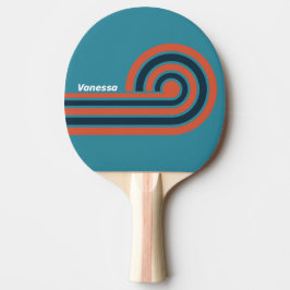 Pala De Ping Pong Salpicaduras de Teal Retro con Nombre