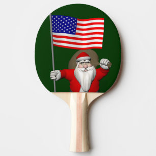 Pala De Ping Pong Santa Claus Con El Diseño De Los EEUU