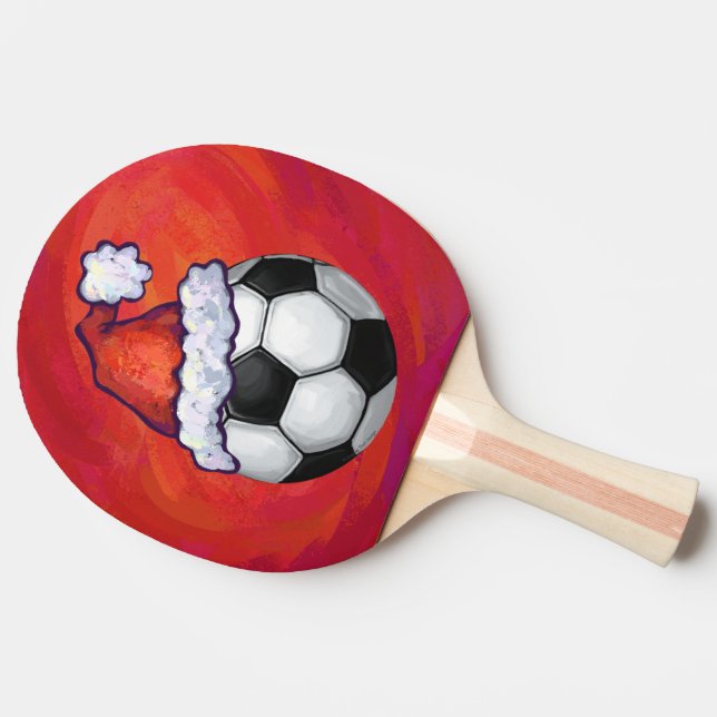 Pala De Ping Pong Santa Hat Soccer Ball en rojo (Lateral)