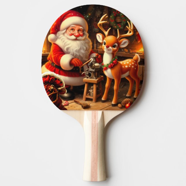 Pala De Ping Pong Santa y reno (Anverso)