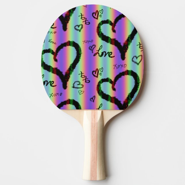 Pala De Ping Pong Scribble Love Heart Xoxo Stripe Ping Pong Paddle (Anverso)