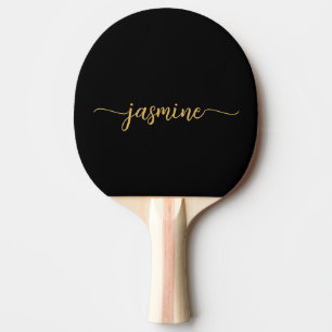 Pala De Ping Pong Script de firma de nombre personalizado de oro neg
