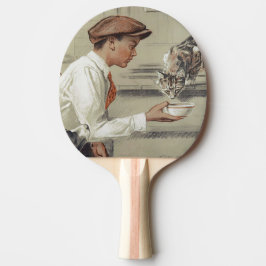Pala De Ping Pong Sé amable con los animales - Póster vintage