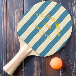 Pala De Ping Pong Seaside Deep Aqua Striping & Family Name