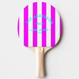 Pala De Ping Pong Seaside Electric Retro Franjas Rosas y Nombre de F